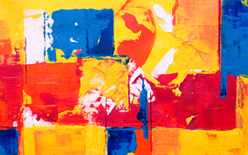 Orange, Red, and Blue Abstract Painting Orange, Red, and Blue Abstract Painting