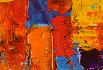 Orange, Red, and Blue Canvas Painting Orange, Red, and Blue Canvas Painting