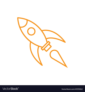 orange rocket line art icon