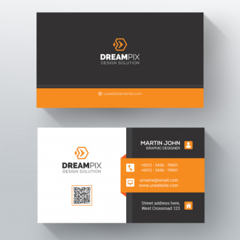 Orange shape visit card Free Psd