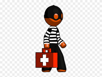 Orange Thief Man Walking With Medical Aid Briefcase - Orange Thief Man Walking With Medical Aid Briefcase