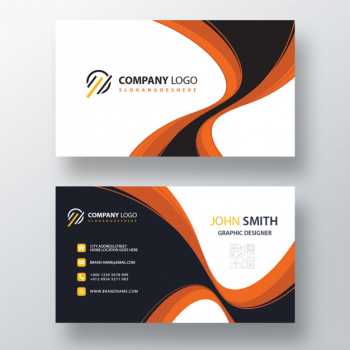 Orange wavy psd business card template Free Psd