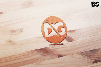 Orange Wood Logo PSD Mockup