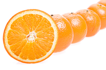 Oranges isolated on white background.