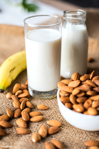 Organic almond milk and almonds | Free stock photo - 425505