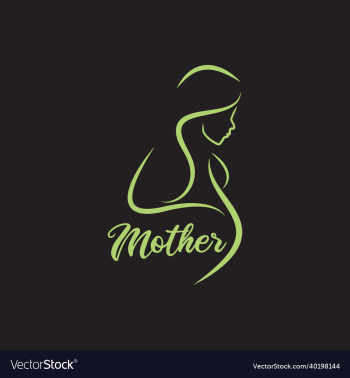 organic green line style pregnant woman logo