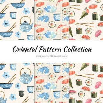Oriental watercolor patterns Oriental watercolor patterns