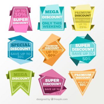 Origami discount sticker pack of nine Origami discount sticker pack of nine