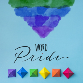 Origami shapes gay pride mockup Free Psd