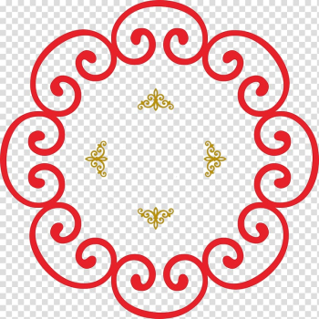 Ornament Flower , Red China Wind Flower-shaped frame material transparent background PNG clipart