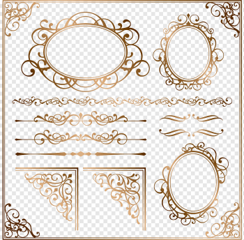 Ornament frame Euclidean, European gold border pattern, blue background with text overlay, border, texture, frame png