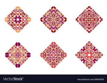Ornate isolated abstract floral square shape set vector image Ornate isolated abstract floral square shape set vector image