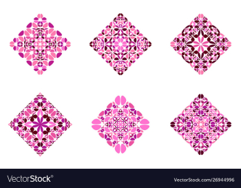 Ornate isolated geometrical petal diagonal square vector image Ornate isolated geometrical petal diagonal square vector image