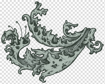 Ornate Pattern lined for Ornate Typography Tute, green waves art transparent background PNG clipart