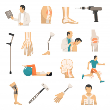 Orthopedics color icons set Orthopedics color icons set