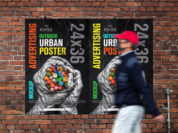 Outdoor Advertising 24x36 Urban Poster Mockup - Poster Mockup