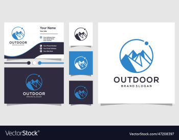 outdoor logo with mountain inside circle stye