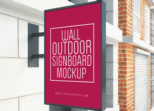 Outdoor Wall Signboard Mock-up For Advertisement wall outdoor signboard mockup 