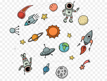 Outer space Universe Euclidean vector - Hand-painted universe space planets astronaut 