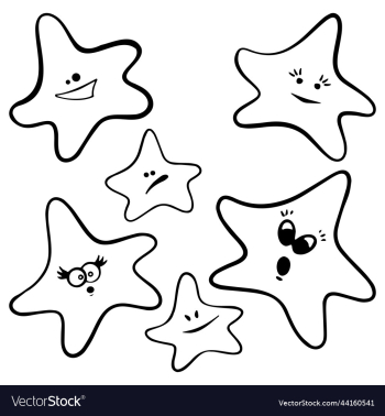 outline cute stars set isolated on white outline cute stars set isolated on white