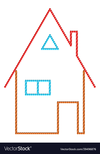outline of a house made of 3d cubes outline of a house made of 3d cubes