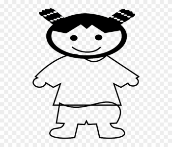 Outline, People, Happy, Kid, Girl, Cartoon, Chinese - Fat Girl Clipart Black N White Outline, People, Happy, Kid, Girl, Cartoon, Chinese - Fat Girl Clipart Black N White