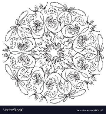 outline round flower pattern in mehndi style for