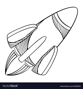 outline space ship rocket isolated on white outline space ship rocket isolated on white