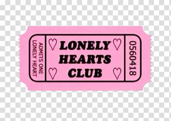 Overlays, Lonely Hearts Club ticket transparent background PNG clipart Overlays, Lonely Hearts Club ticket transparent background PNG clipart