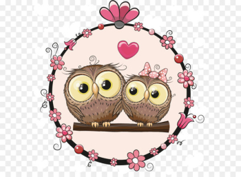 Owl Cartoon Illustration - Cartoon animals vector material Couple 