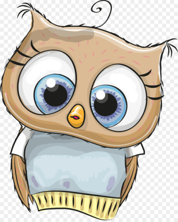 Owl Cartoon Illustration - Hand painted brown owl Owl Cartoon Illustration - Hand painted brown owl