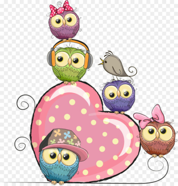 Owl Cartoon Stock illustration Illustration - Vector pink hearts and owls 