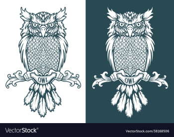 owl tattoo design logo template