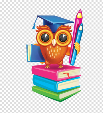 Owl wearing mortar board and holding pencils, National Secondary School frame , Professor Owl transparent background PNG clipart