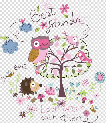 Owl with tree , Small fresh tree bird transparent background PNG clipart