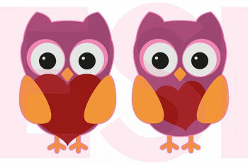 Owls with Hearts - Valentines - Love Owls with Hearts - Valentines - Love