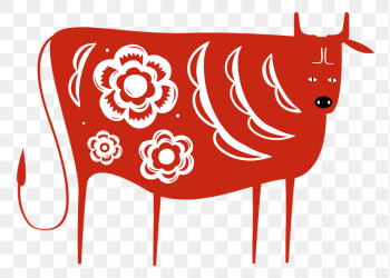 Ox classic red png Chinese | Free PNG Sticker - rawpixel