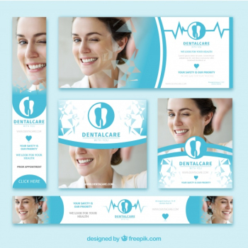 Pack of dentist banners Free Vector Pack of dentist banners Free Vector
