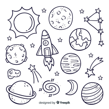 Pack of hand drawn planet in doodle style Free Vector