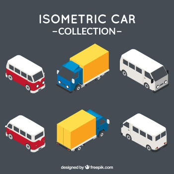 Pack of isometric vehicles