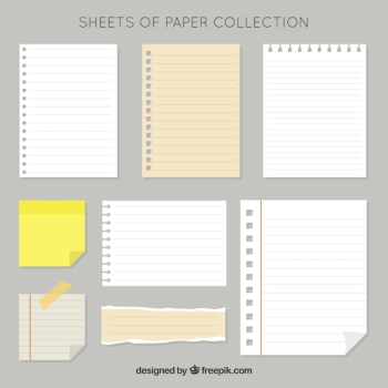 Pack of paper sheets and post-it Pack of paper sheets and post-it