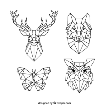 Pack of polygonal animal tattoos Pack of polygonal animal tattoos
