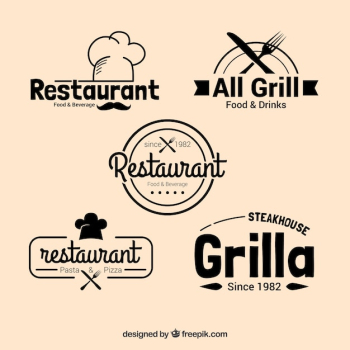 Pack of restaurant logos in vintage design Pack of restaurant logos in vintage design