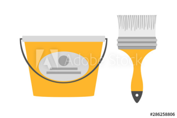 Paint brush and bucket Paint brush and bucket