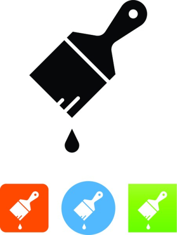 Paint brush with drop of paint icon