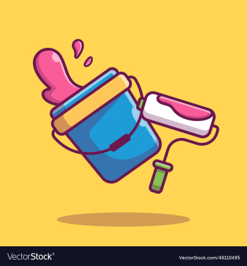 paint roller brush and paint bucket cartoon paint roller brush and paint bucket cartoon