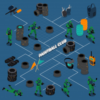 Paintball club isometric infographics Free Vector Paintball club isometric infographics Free Vector