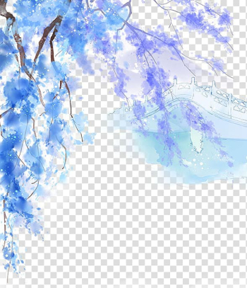 Painting Drawing Chinese art, Chinese antiquity beautiful illustration, purple and blue tree painting transparent background PNG clipart