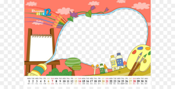 Painting Poster Drawing board - Children's cartoon calendar template 