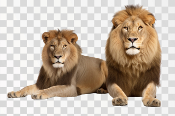 Pair of adult Lions - PNG transparent background